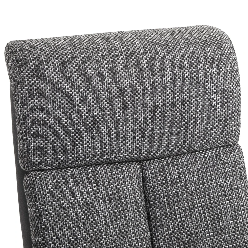 HOMCOM Poltrona Relax Manuale con Schienale Reclinabile 135°, Girevole 360°, Lino Grigio e Similpelle Nera, 71x81x111cm