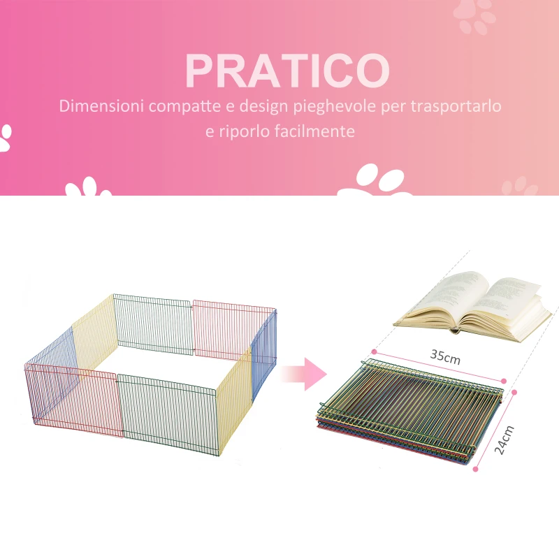 PawHut Box per Animali Modulabile 8 Pezzi, Recinto per Tartarughe Piccole, Criceti, 69x69x23cm Multicolore