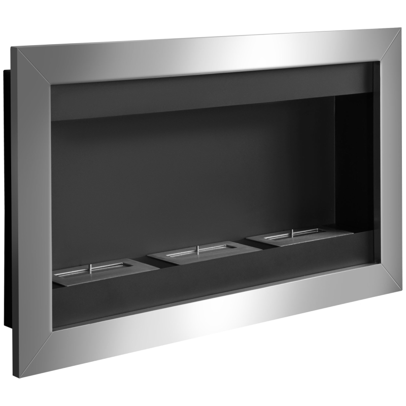 HomCom Camino a Bioetanolo da Parete con 3 Bruciatori in Acciaio Inox 1.5LT 110 x 63 x 16cm