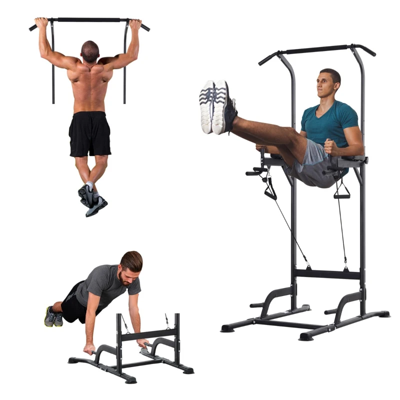 HOMCOM Stazione Fitness Multifunzione Power Tower per Allenamento a Casa Professionale Portata 120kg 129x98x172-224cm