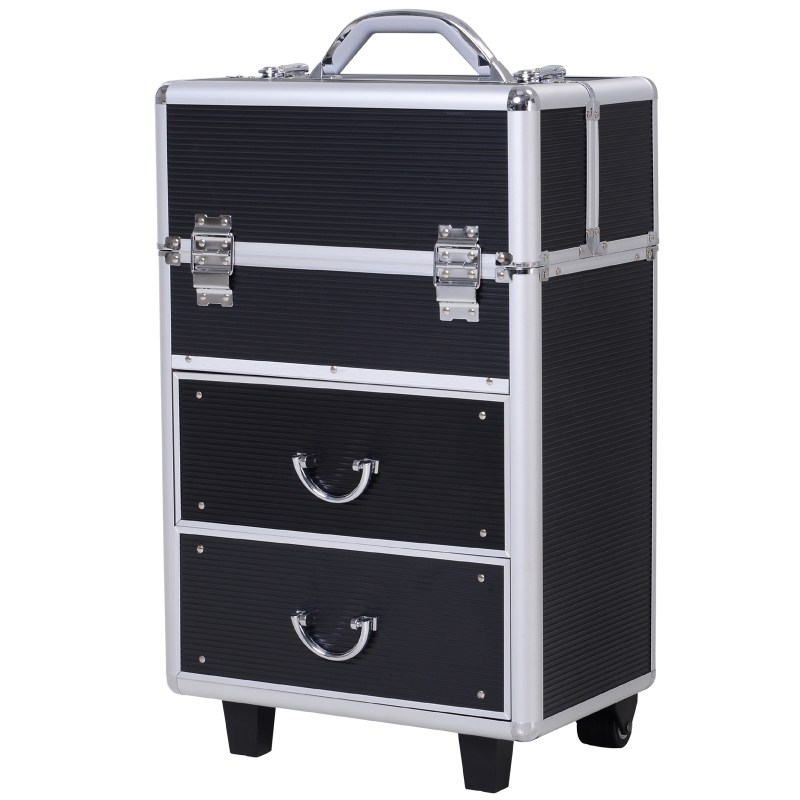 Homcom Valigia Trolley Porta Trucchi Make Up Professionale Nero