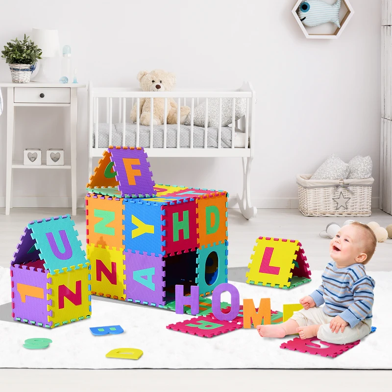 HomCom Tappeto Puzzle 26 Pezzi da Gioco Set  31x31cm, colorato