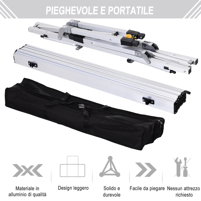 Outsunny Tavolo da Campeggio Pieghevole Multifunzione in Alluminio con Altezza Regolabile Sostiene fino 30 Kg