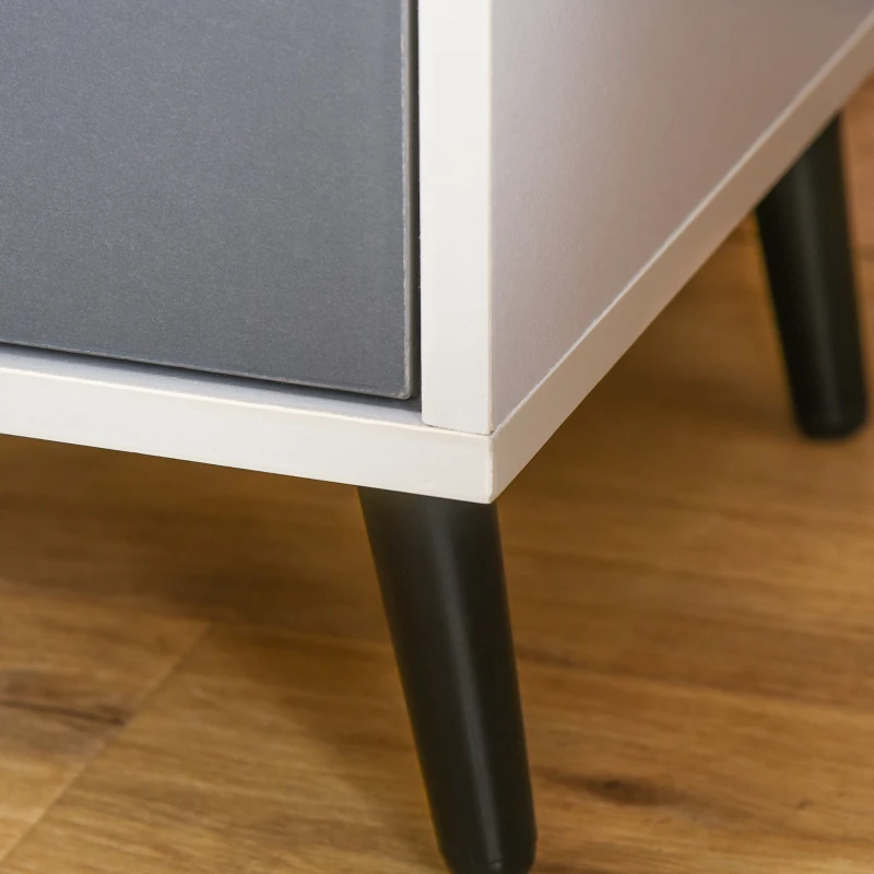 HOMCOM Mobiletto Basso Comodino con Cassetto e Mensola Rimovibile, Gambe in Metallo, per Casa Ufficio, Grigio e Bianco, 40x40x45cm