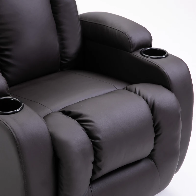 HOMCOM Poltrona Massaggiante Riscaldante Reclinabile in Pelle PU Marrone con 8 Punti di Massaggio e Telecomando, 85x94x104cm