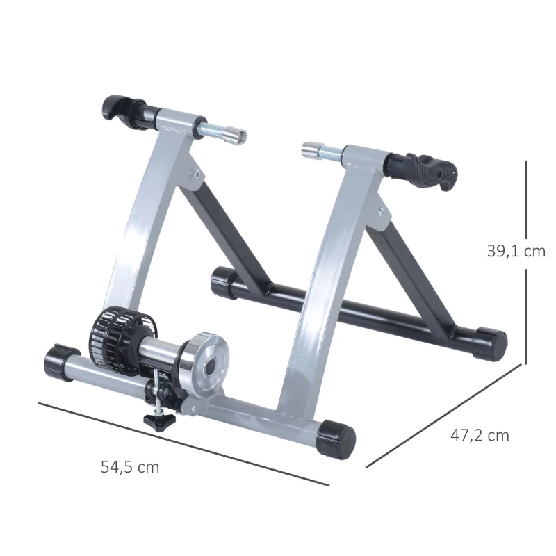 HOMCOM Home Trainer vélo Support d'entrainement Pliable pour vélo de Route VTT Acier Gris métal