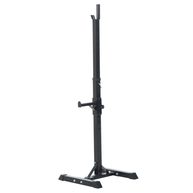 HOMCOM Rack Palestra Regolabile in Altezza su 12 Livelli, Rack Squat in Acciaio, Supporto Bilanciere Max 150KG, 52x48x108-163 cm, Nero