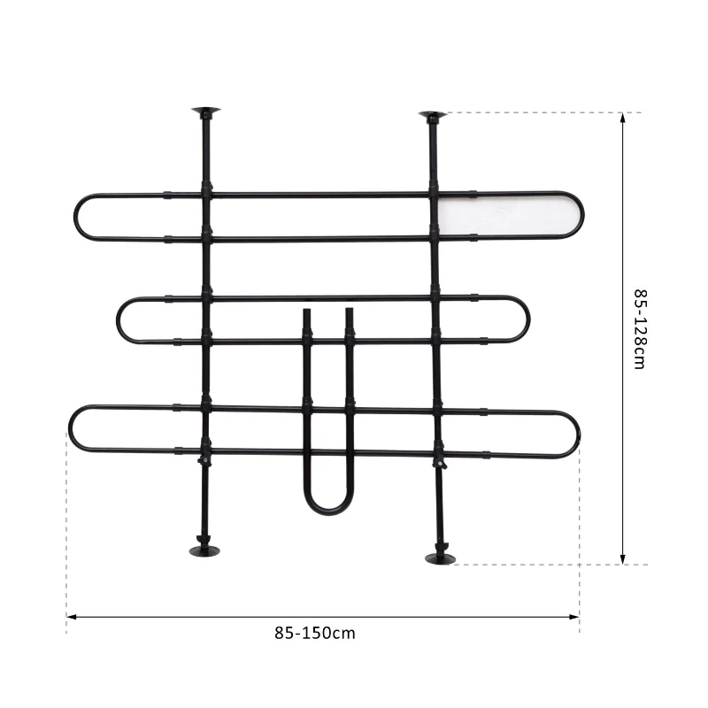 PawHut Rete Divisorio Regolabile per Auto, Dimensioni Universali, per Cani e Animali Domestici, in Metallo e PVC, Nero, 85-150 x 85-128cm
