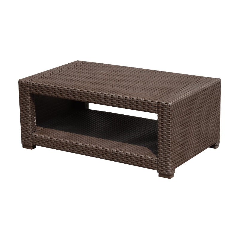 Outsunny Tavolino Rettangolare da Giardino in PE Rattan, Marrone, 93x56x38.5cm