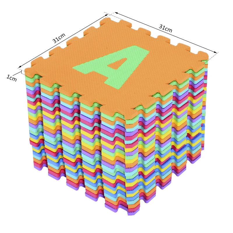 HomCom Tappeto Puzzle 26 Pezzi da Gioco Set  31x31cm, colorato