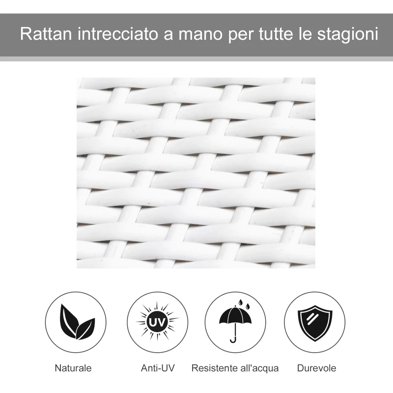 Outsunny Set 2 Sdraio da Giardino Cuscino Imbottito Regolabile su 6 Livelli in Rattan 196 x 65 x 22 cm, Bianco