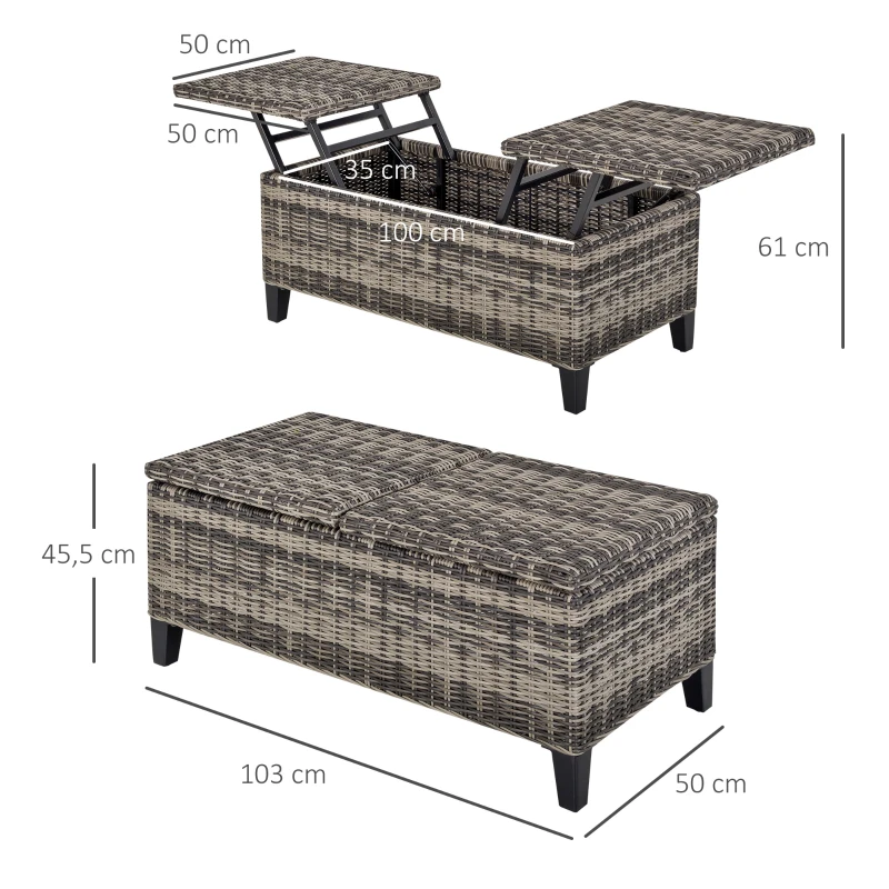 Table basse relevable de jardin résine tressée