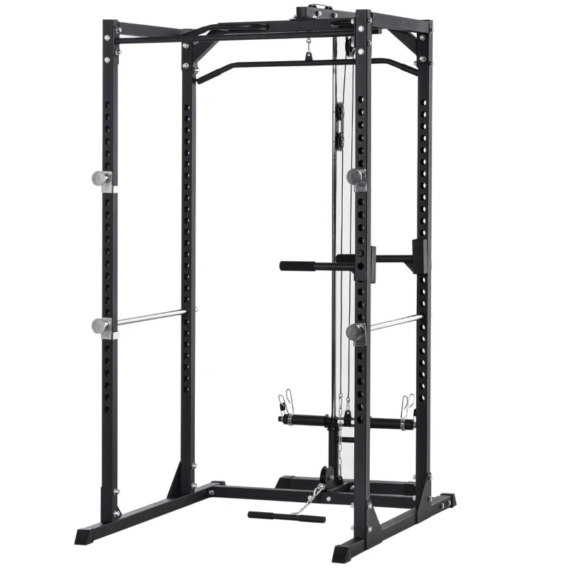 HOMCOM Palestra Multifunzione Stazione Fitness per Allenamento a Casa e Professionale, in Acciaio, 155x118x220cm, Nero