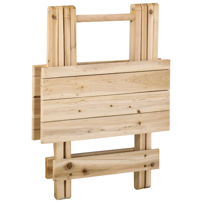 Outsunny Tavolo da Picnic in Legno, Tavolino da Giardino o da Esterno Pieghevole e Portatile, 50x50x51cm