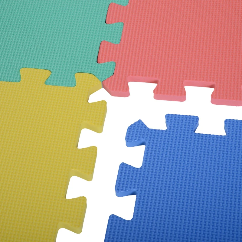 Homcom Tappeto Puzzle Antiscivolo Colorato in Schiuma EVA Set da 24 Pezzi da 61x61cm, Tappeto Fitness e Gioco