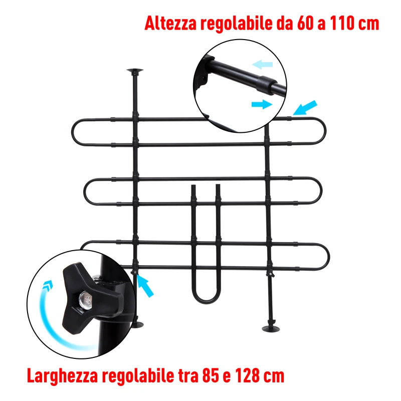 PawHut Rete Divisorio Regolabile per Auto, Dimensioni Universali, per Cani e Animali Domestici, in Metallo e PVC, Nero, 85-150 x 85-128cm