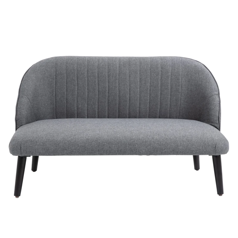 HOMCOM Divano 2 Posti Compatto in Tessuto con Gambe in Legno, Arredamento Moderno per Casa e Ufficio, Grigio, 114x57x70cm