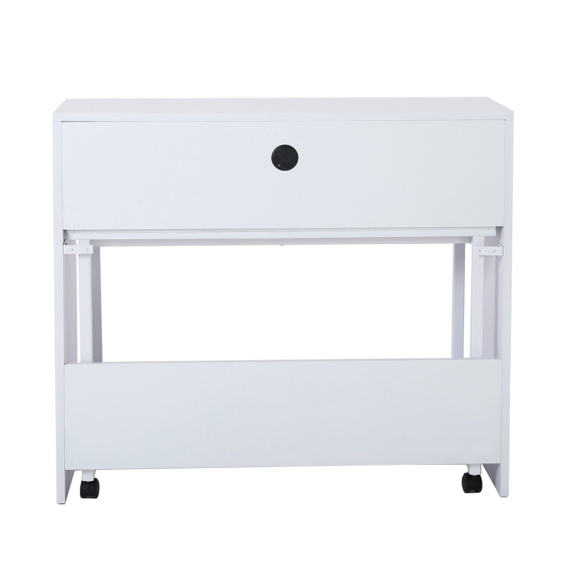 HOMCOM Mesa Dupla para Computador PC com Gavetas e Rodas 100x36x88cm Branco