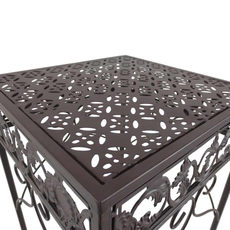 Outsunny Set di 3 Pezzi Sgabelli Supporto per Piante Classico in Ferro, MARRONE