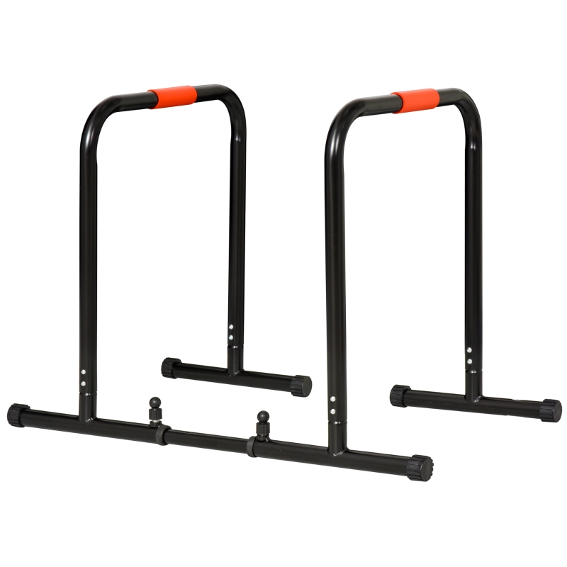 Homcom Parallele Fitness per Esercizi in Acciaio Nero con Larghezza Regolabile 89-99 cm