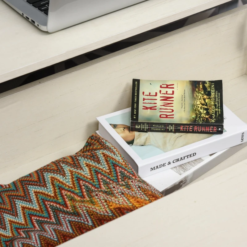 HOMCOM Tavolino Sollevabile da Salotto, Tavolo da Caffè in Legno con Piano Alzabile e Vano Contenitore, 90x60.5x45.5cm