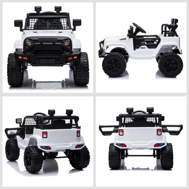 HOMCOM Macchina Elettrica per Bambini Jeep Fuoristrada con Telecomando, 2 Velocità 3-5km/h e USB, Bianco, 99.2x66.6x66.6cm