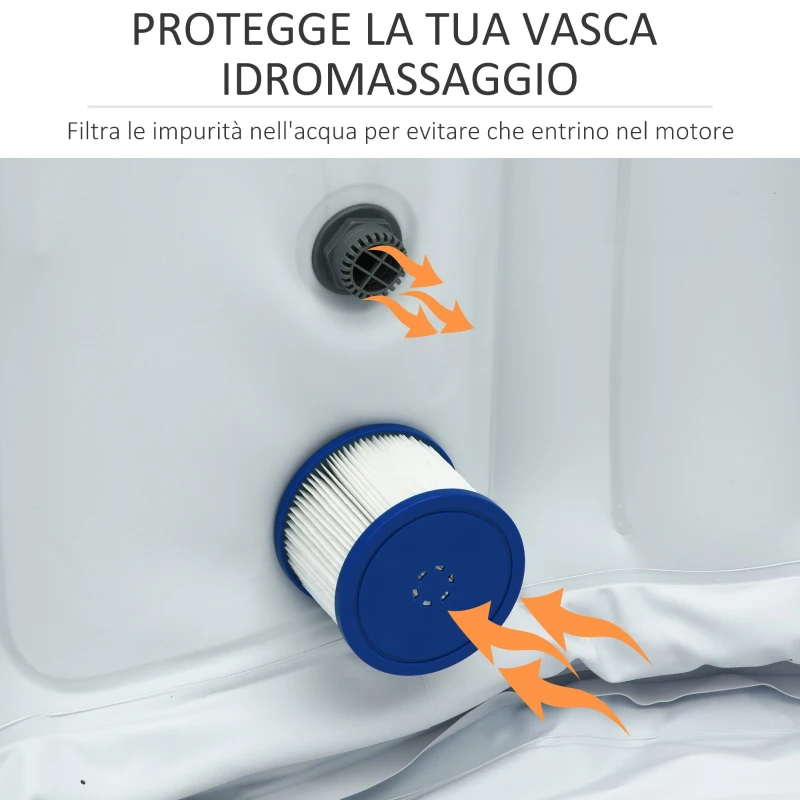 Outsunny Set di 6 Filtri di Ricambio per Piscina Idromassaggio Gonfiabile, in PP e TNT Φ10x8cm Blu e Bianco