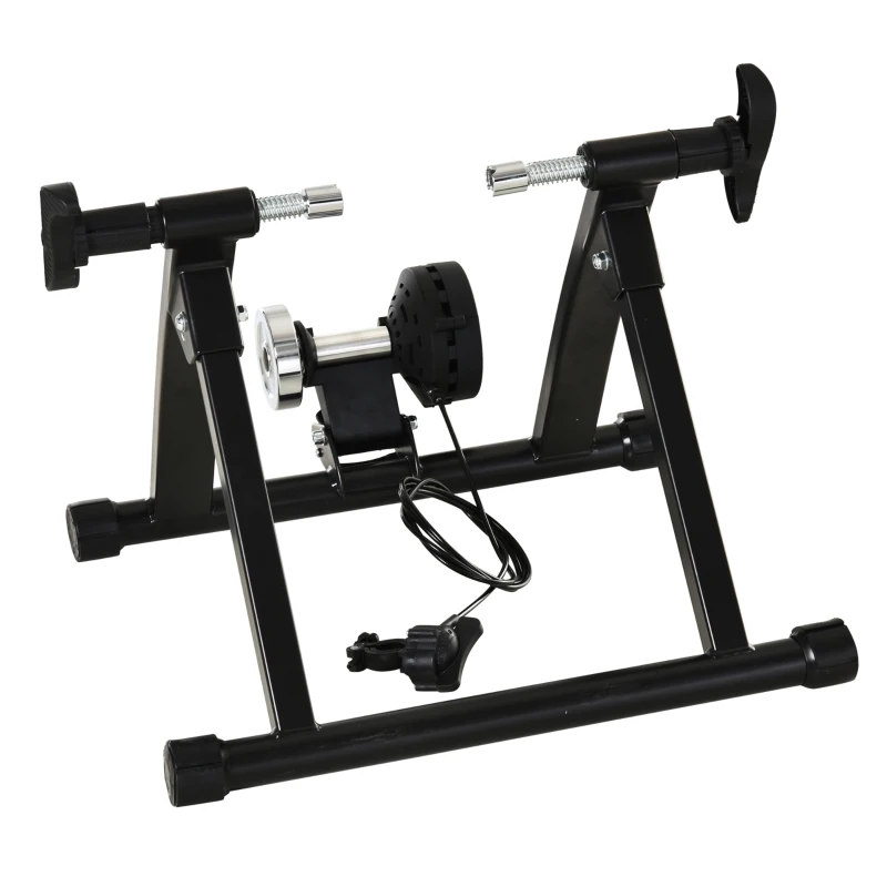 HOMCOM Rullo per Bici con 8 Livelli di Resistenza Magnetica, Pieghevole per Allenamento a Casa, Metallo 68x62.5x49cm, Nero