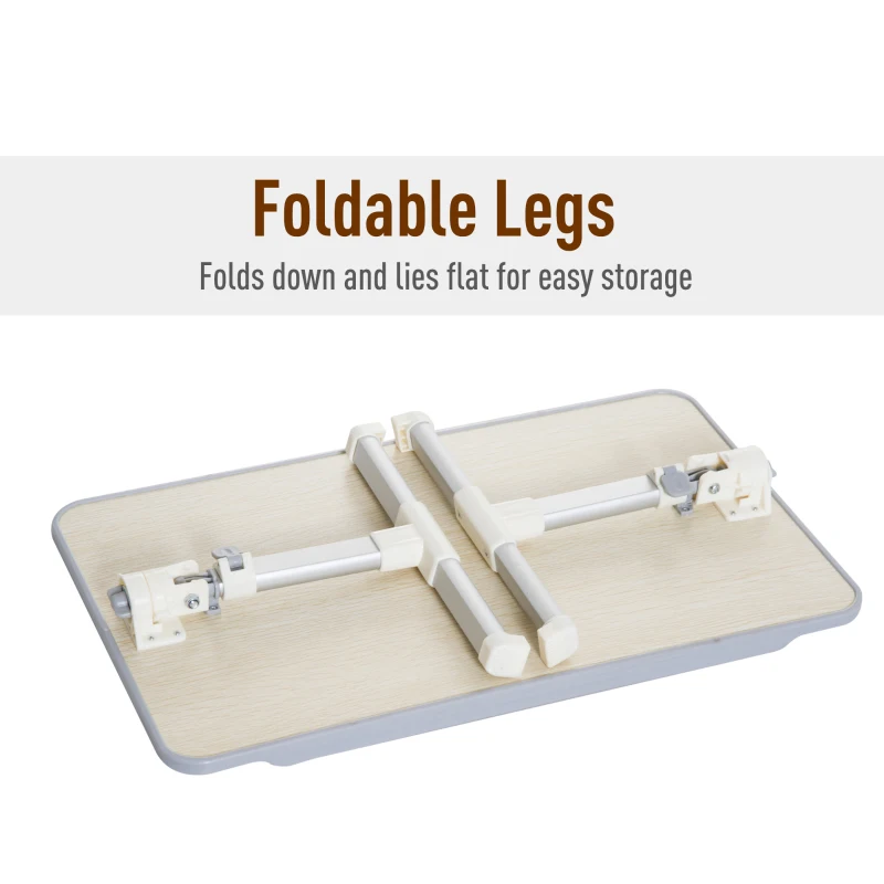 HOMCOM Tavolino da Letto per PC Colazione Regolabile Pieghevole Portatile Alluminio e Legno 54 × 30 × 22.5-32cm