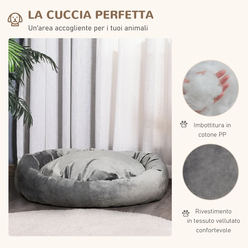 PawHut Cuccia per Cani Imbottita con Bordi Rialzati e Rivestimento Sfoderabile, 132x89x28cm, Grigio Scuro