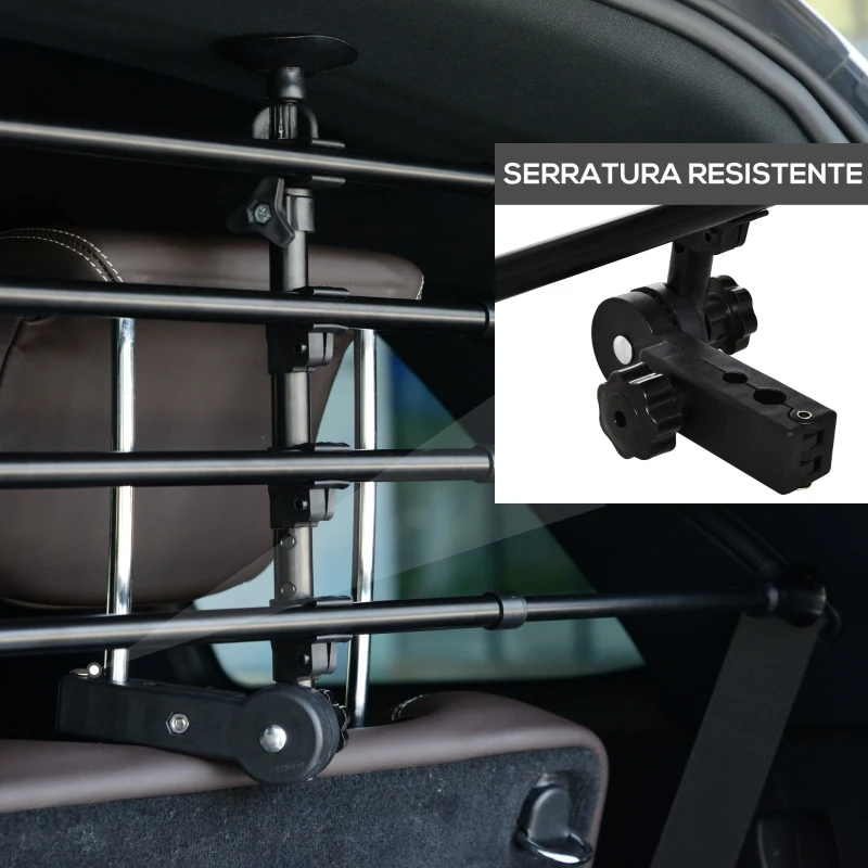 PawHut Divisorio Auto per Cani Regolabile in Altezza e Larghezza, in Ferro e ABS 85-140L x 30-50Acm, Nero