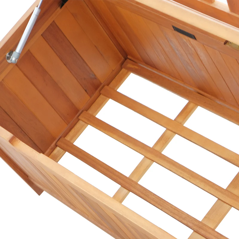 Outsunny Tuinbank met opbergruimte kistbank zitbank opbergbox 2-zitsbank hout bruin