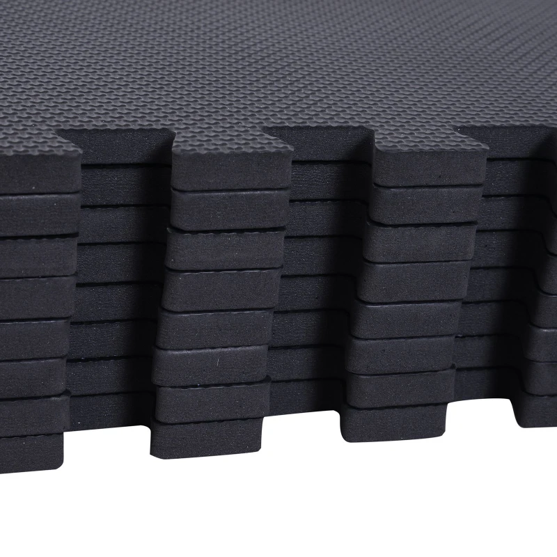 HOMCOM Tappeto Puzzle Gioco per Bambini Cameretta 32 Pezzi in EVA Morbido Ecologico Atossico Nero 63×63cm