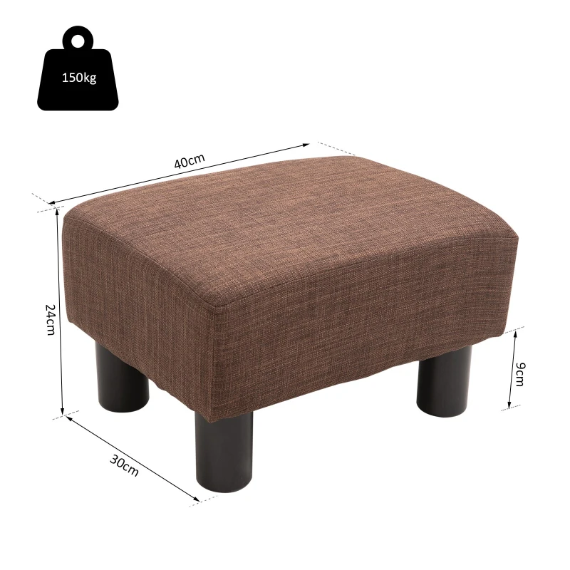 Homcom Pouf Poggiapiedi Imbottito in Legno Massello Marrone 40 x 30 x  24cm