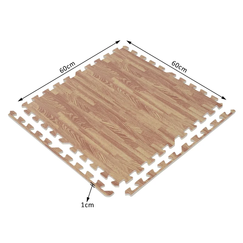 Homcom Tappeto Puzzle Antiscivolo Effetto Legno in EVA Set da 16 Pezzi da 60x60cm, Tappeto Fitness e Gioco