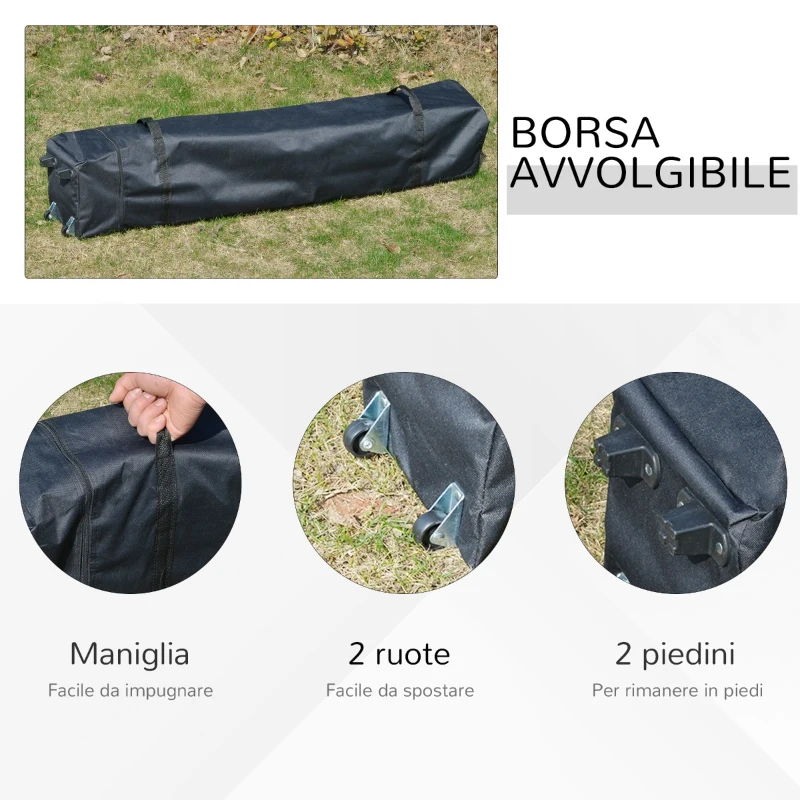 Outsunny Gazebo Pieghevole 3x3m da Giardino ed Esterno in Metallo e Tessuto Oxford Blu con Borsa da Viaggio e Gambe Regolabile 3 Livelli