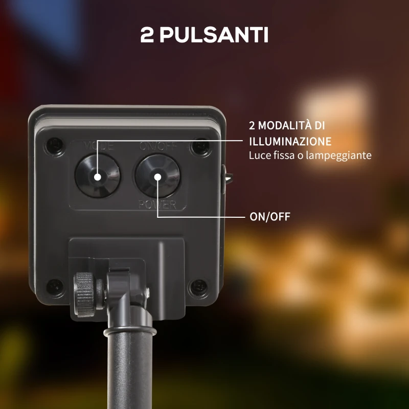 Outsunny Filo di Luci Natalizie con 10 Bastoncini di Zucchero, Decorazione di Natale con Pannello Solare, Lunghezza 516cm