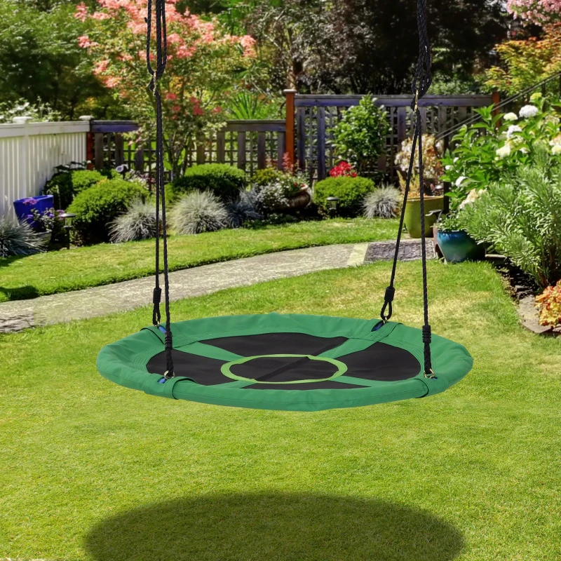 HOMCOM Altalena da Giardino con Rete Traspirante per Bambini Φ100x4.5cm Verde
