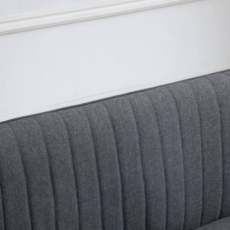 HOMCOM Divano 2 Posti Compatto in Tessuto con Gambe in Legno, Arredamento Moderno per Casa e Ufficio, Grigio, 114x57x70cm