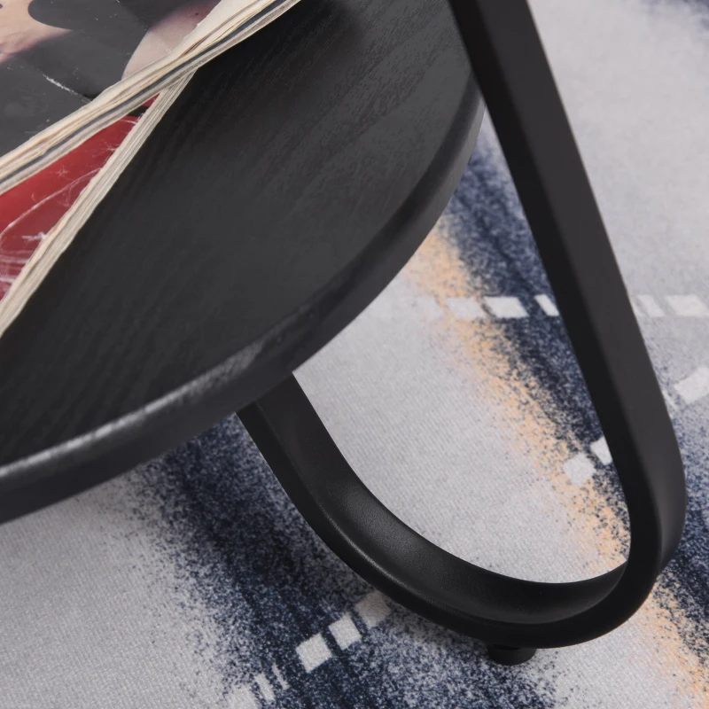 HOMCOM Tavolino Rotondo da Caffè Stile Industriale con 2 Ripiani e Telaio in Metallo Nero per Soggiorno Φ50x46.5cm