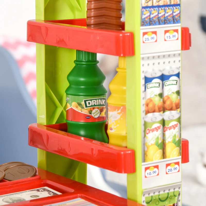 HOMCOM Gioco Supermarket per Bambini Luci e Suoni Cassa Giocattolo e Accessori