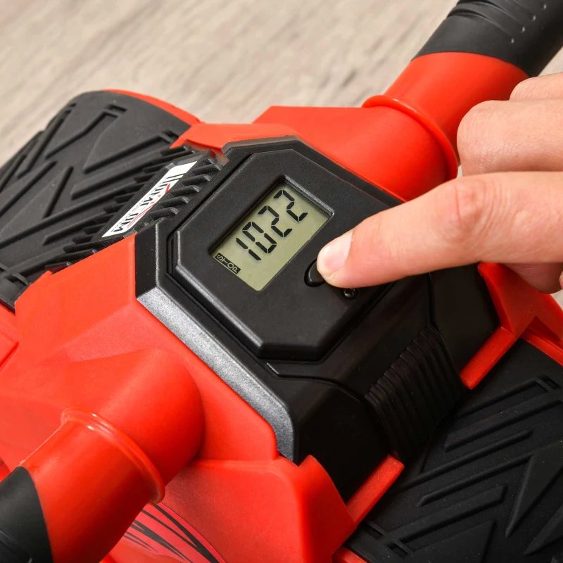 HOMCOM AB Wheel Attrezzo per Allenamento Addominali, Impugnature Antiscivolo e Tappetino per Ginocchia, 40x25x16cm Rosso