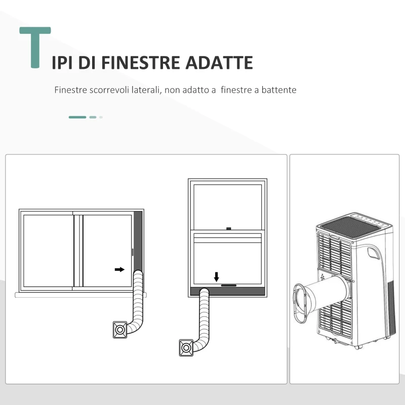 HOMCOM Condizionatore Portatile Deumidificatore con Telecomando, Timer 24h e 2 Velocità, 1010W Classe Energetica A, 9000BTU, 35.5x34x70cm Bianco