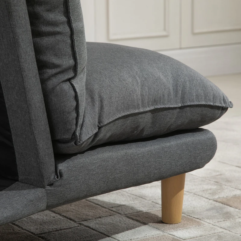 HOMCOM Poltrona Moderna con Poggiapiedi Design Poltrona Chaise Longue con Schienale Reclinabile in Lino Grigio, 64x65x105cm