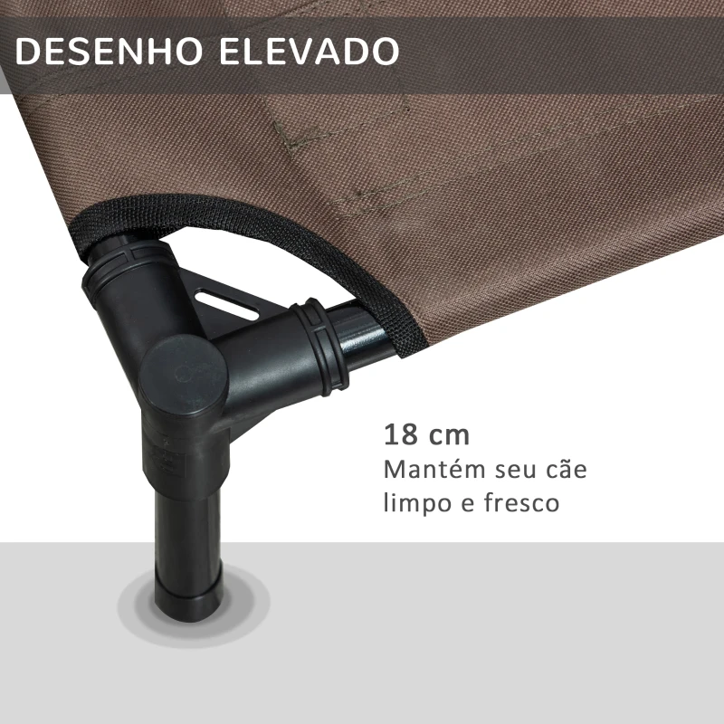 PawHut Cama para Animais de Estimação Cama Elevada para Cães Gatos Portátil Tecido Transpirável para Exterior Interior 76x61x18cm Marrom
