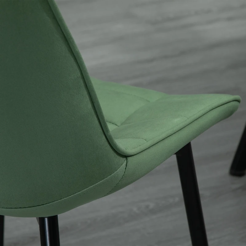 HOMCOM Set 2 Sedie Moderne Imbottite da Salotto e Soggiorno, Stile Nordico Rivestimento in Velluto, Verde, 46x58.5x85.5cm