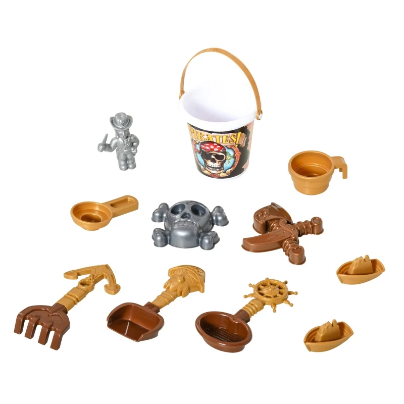 HOMCOM Nave dei Pirati Giocattolo per Bambini, Giochi per Mare e Giardino con 26 Accessori Inclusi, 45.5x30x57.5cm