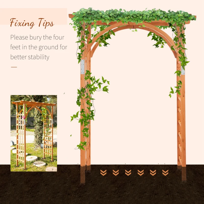 Outsunny Arco in Legno da Giardino con Pergola e Spalliera per Piante Rampicanti, Decorazioni per Matrimonio e Patio, 160x60x215cm