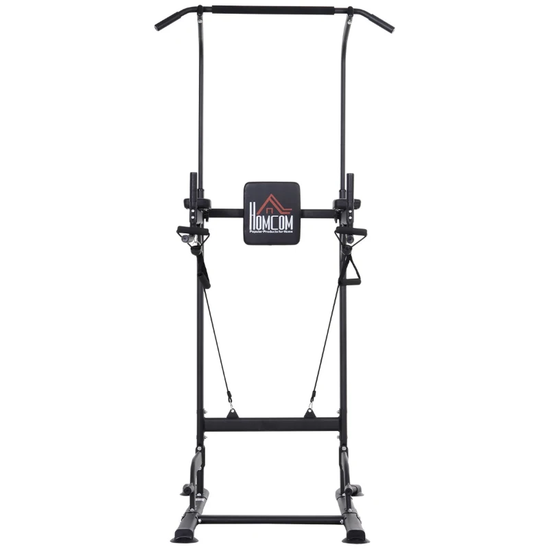 HOMCOM Stazione Fitness Multifunzione Power Tower per Allenamento a Casa Professionale Portata 120kg 129x98x172-224cm