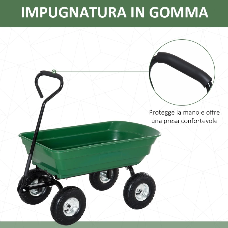 DURHAND Carrello Rimorchio a Mano da Giardino Portata 250kg 108×50×84 cm
